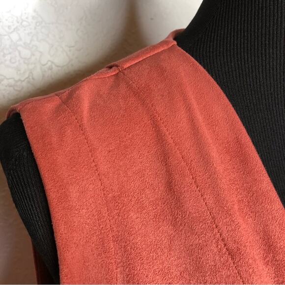 Soft Surroundings dusty rose pink faux suede open front vest Petite Medium PM - Picture 6 of 13